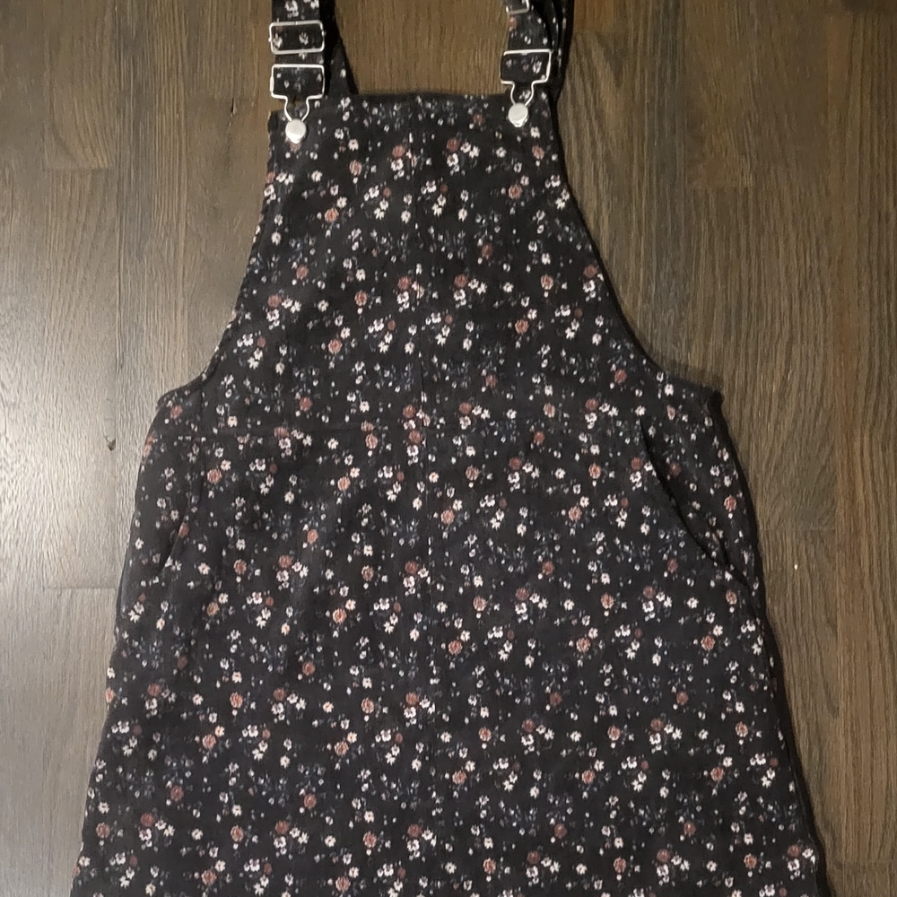 Floral Black Pinafore Dress